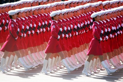 north korean women marching. army bazaar North korean